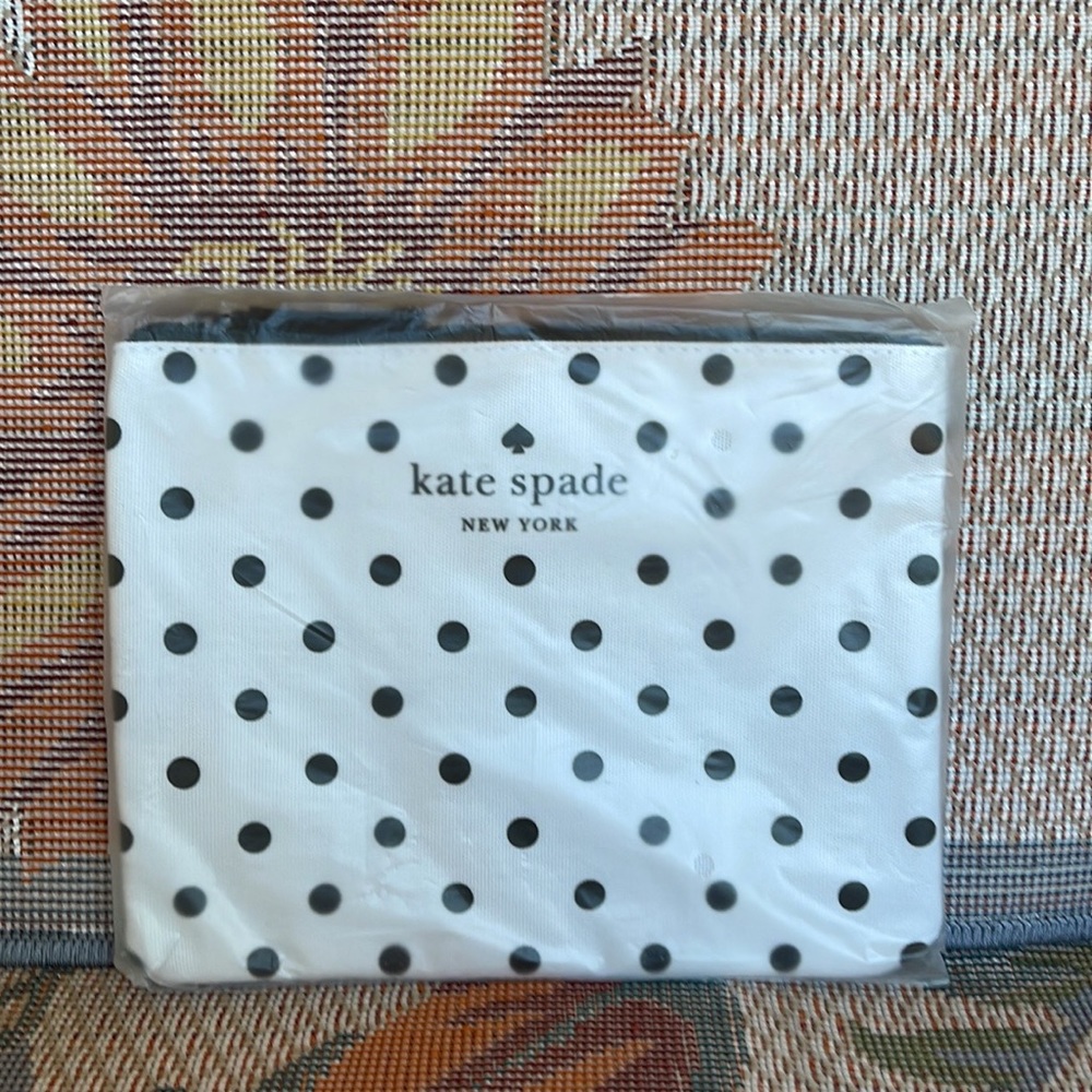 Kate Spade Large Canvas Polka Dot Zip Pouch - Picture 13 of 16